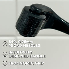 The Beard Club derma roller scalp-use image shows easy micro-massage for hair routine.