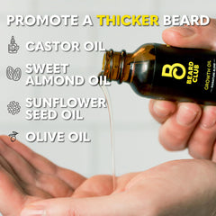 The Beard Club Growth Oil dropper for precise, mess-free dosing.