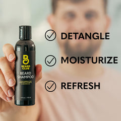 The Beard Club shampoo foam demonstrates a gentle cleanse without stripping natural oils.