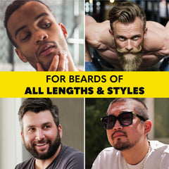 Ingredient bottles highlight vitamins and botanicals supporting healthy beard maintenance.