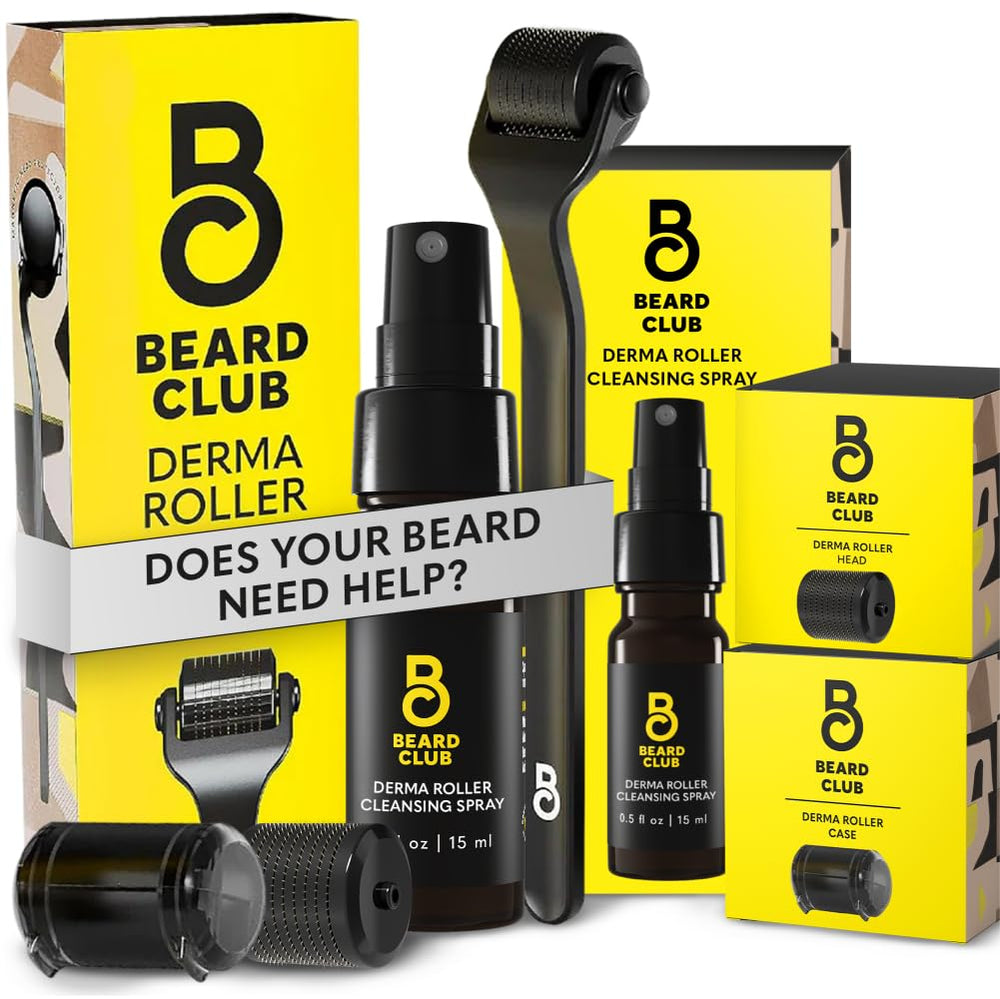 The Beard Club Premium Derma Roller for at-home beard and skin care.