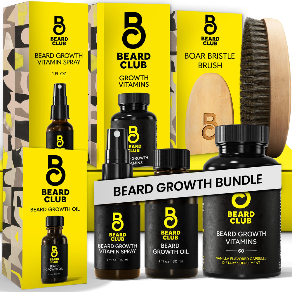 Beard Club Growth Oil bottle nourishes beard roots.