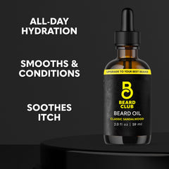The Beard Club softens coarse beard hair for easier styling.