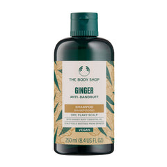 The Body Shop Ginger Scalp Care Shampoo, botella con aroma a jengibre para cuero cabelludo suave.