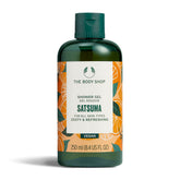 Gel de ducha The Body Shop Satsuma en botella, aroma cítrico revitalizante.