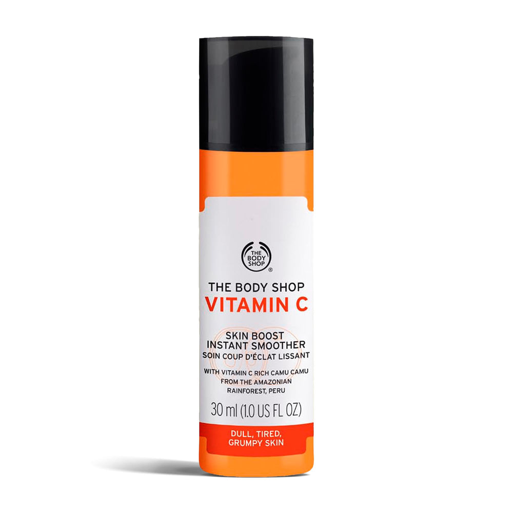 The Body Shop Vitamin C Skin Boost bottle, a lightweight serum for radiant skin.