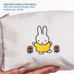 The Crème Shop Miffy corduroy texture close-up highlighting soft, durable fabric.