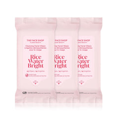 THE FACE SHOP GLAMZILLA Rice Water Bright, empaque triple pack para uso diario y viaje.