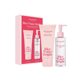 The Face Shop Rice Water Bright Duo bottle-display showing easy double cleansing for daily use