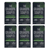 The Grandpa Soap Company Jabón de alquitrán de pino frente, limpieza profunda para piel sensible
