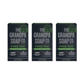 The Grandpa Soap Company Pine Tar Bar Soap empaquetado, ideal para higiene diaria.