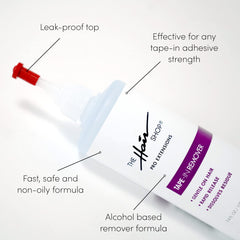 The Hair Shop X10 Pro-Tools Remover on skinweft tape demonstrates fast detachment.