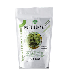 The Henna Guys 200g henna powder packaging shows pure, plant-based color for natural results.