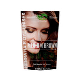 The Henna Guys medium brown hair dye pack for natural color and conditioning.