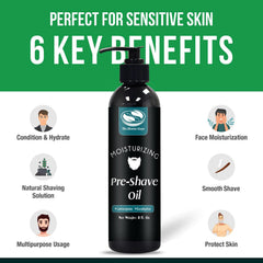 Oil is applied to skin for a smoother shaving experience.