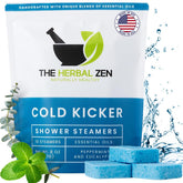 The Herbal Zen Cold Kicker steamers with peppermint and eucalyptus for a refreshing shower ritual