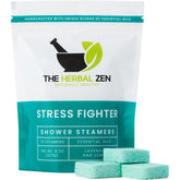 The Herbal Zen Stress Fighter Lavender Lemon shower steamer pack for calm showers.