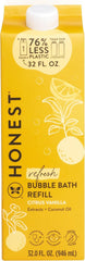 The Honest Company Bubble Bath Citrus Vanilla pour; tear-free cleansing for baby and family.
