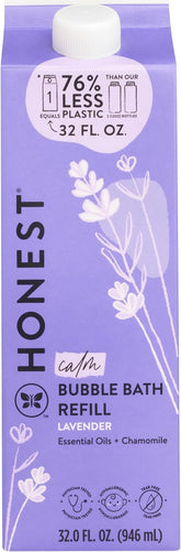 The Honest Company refill carton 32 oz foaming bubble bath for easy refills and reduced waste.