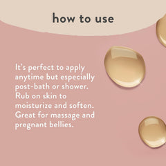 Aplicación diaria con The Honest Company Mama Glow On Body Oil tras la ducha.