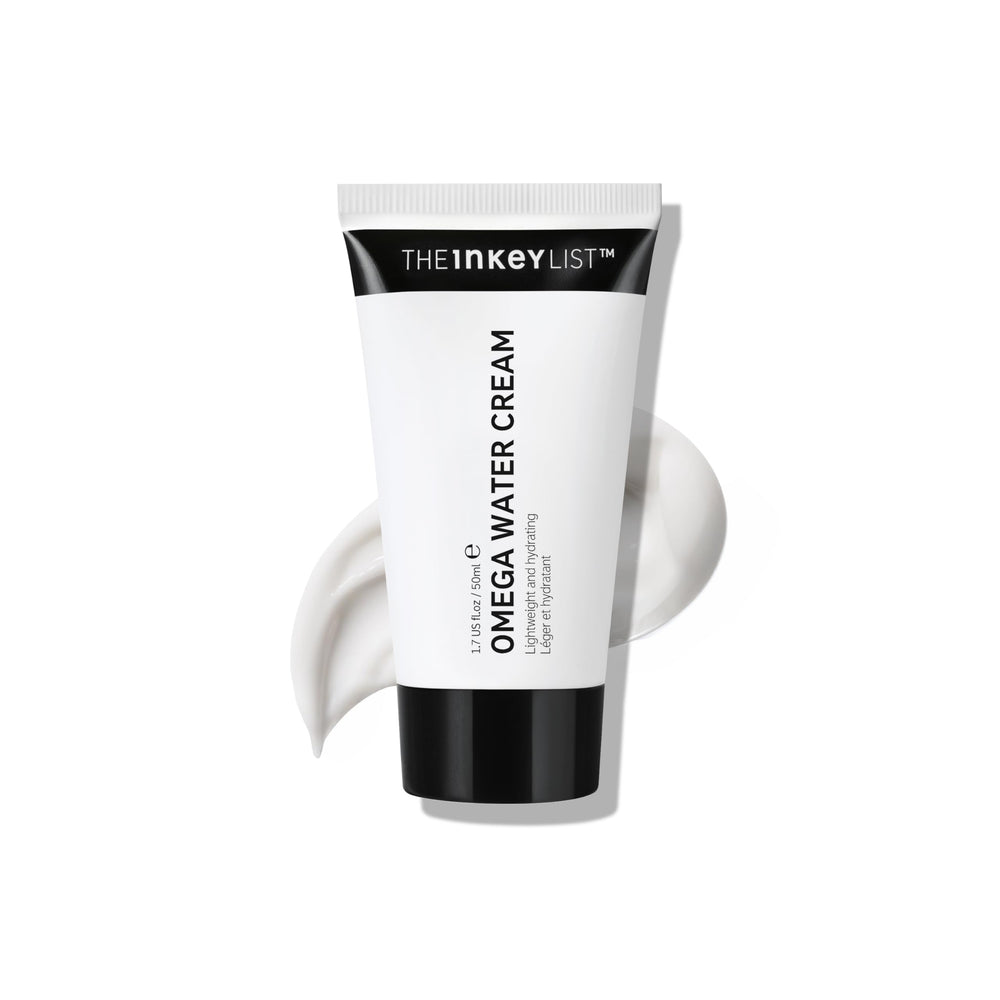 The INKEY List Omega Water Cream en bote ofrece hidratación ligera para piel grasa.
