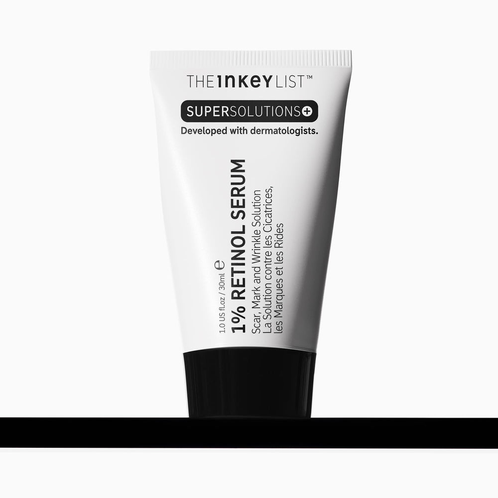 The INKEY List SuperSolutions 1% Retinol Serum para rostro y cuello, mejora textura y tono.