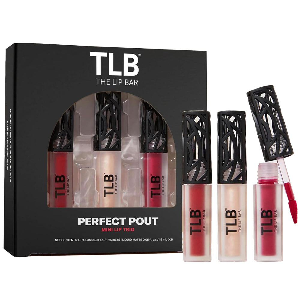 The Lip Bar set regalo Perfect Pout Mini para viaje con tres tonos y presentación