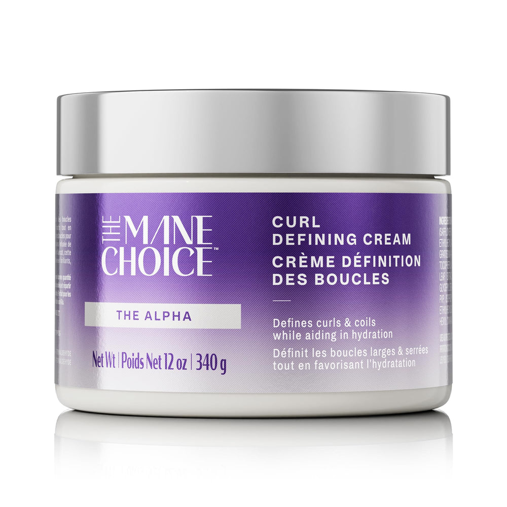 The Mane Choice Alpha Curly crema definidora para rizos, cabello húmedo y brillo natural.