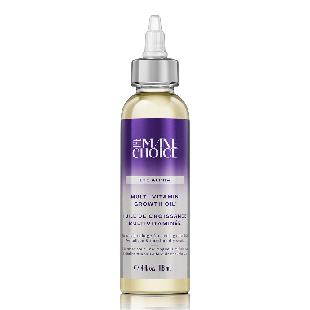 The Mane Choice Alpha Multi-Vitamin, botella para cuero cabelludo nutrido y revitalizado.