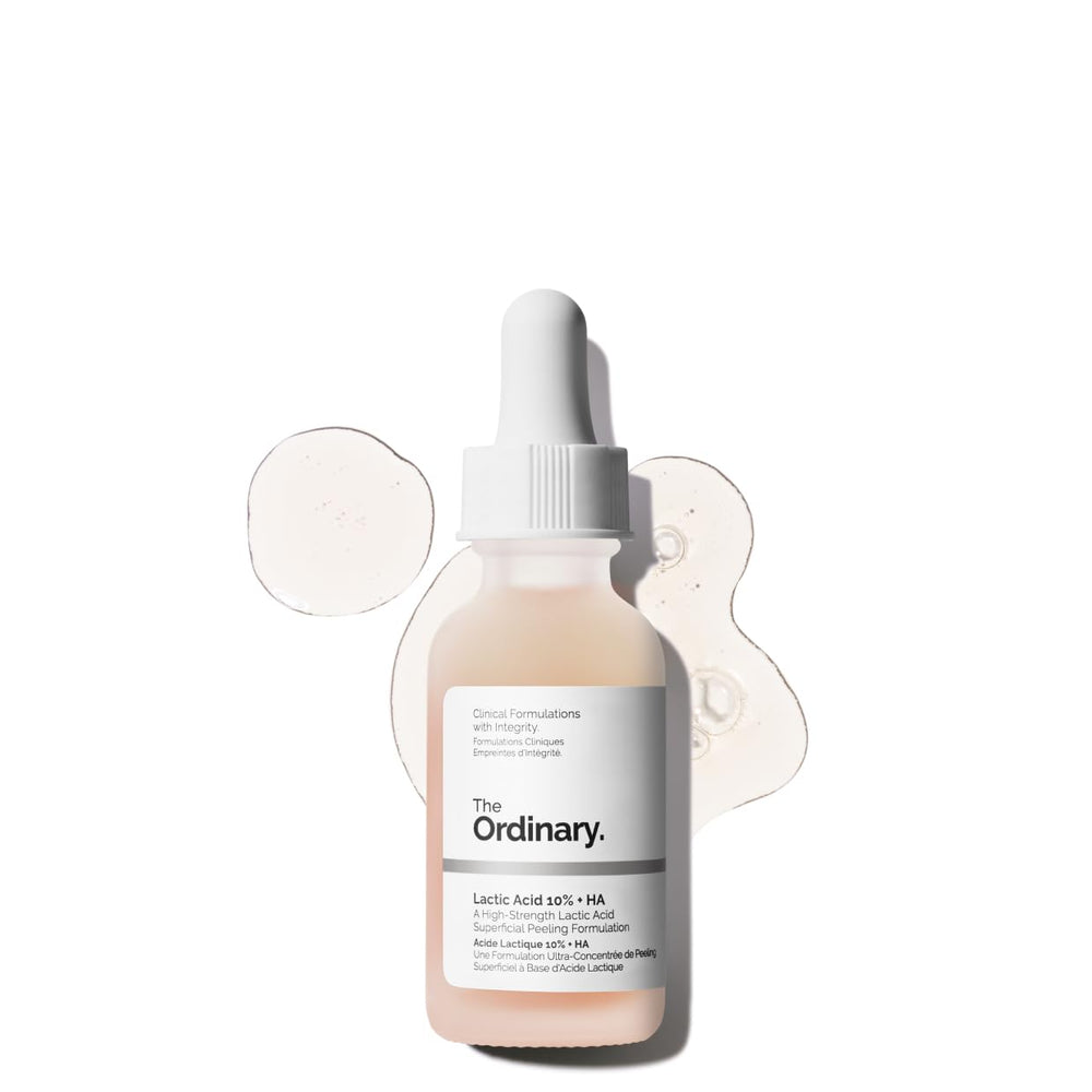 The Ordinary ácido láctico 10% frasco, exfoliación suave para textura más lisa.