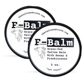 The Tallowed Truth F-Balm Tallow jar front view for smooth skin nourishment.