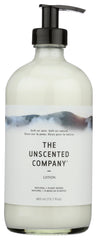 Loción sin fragancia de The Unscented Company en botella, ideal para piel sensible.