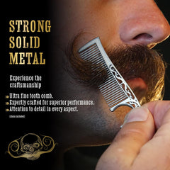 Dual-sided metal comb glides through thick or fine facial hair smoothly.