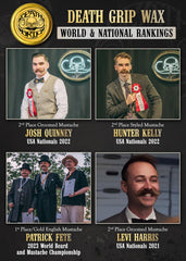 The Vintage Grooming Co moustache wax heat activation helps shape tough whiskers with warmth.