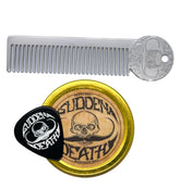 The Vintage Grooming Co. Sudden Death wax tin for bold, all-day hold.