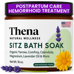 THENA Natural Wellness Sitz Bath Soak packaging with organic ingredients for postpartum care