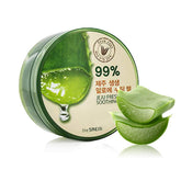 THESAEM Jeju Fresh Aloe Gel en botella, hidratación suave para rostro y cuerpo.