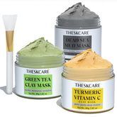 THESKCARE mascarilla arcilla curcuma vitamina C en bote para piel radiante