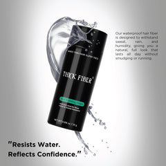 Thick Fiber applying on dry hair demonstrates simple, mess-free use.