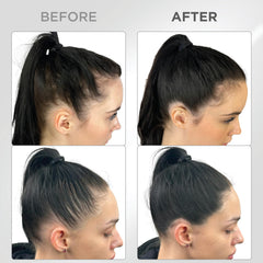 Thick Fiber mirror for on-the-go hair touch-ups.