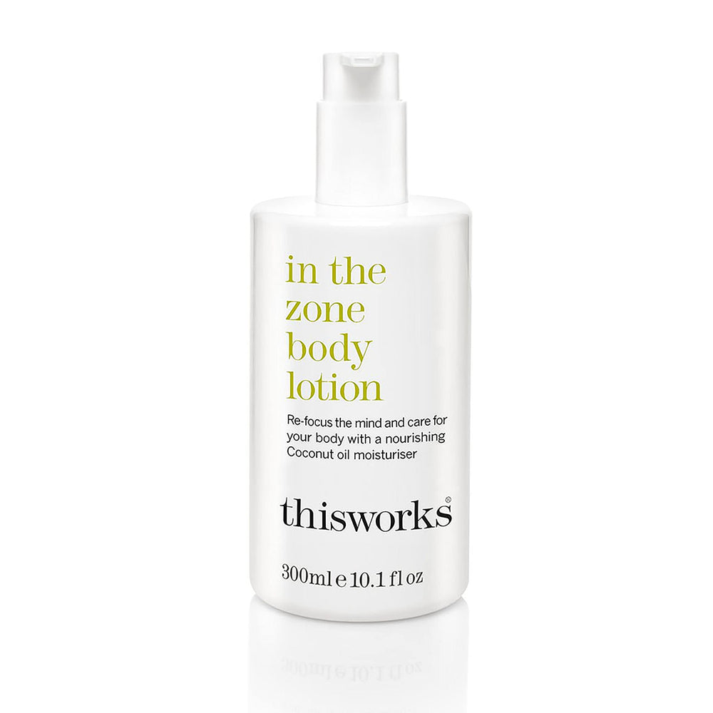 THISWORKS In The Zone bottle pour for easy, mess-free application.