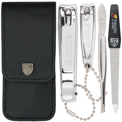 Three Swords Germany manicure kit case with complete nail care tools for home use.