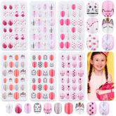 Thrilez uñas falsas para niñas con diseños divertidos, ideales para juego y moda.