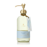Thymes Hand Wash Washed Linen bottle with cedarwood and lavender notes.