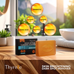 Thyrelle jabón kojico curcuma para rostro, tono uniforme y luminosidad