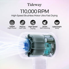 Tideway H11 brushless motor detail highlighting quiet operation and durability.