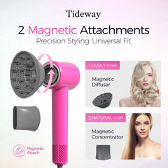 Tideway H11 plasma ion technology emits ions for frizz control.