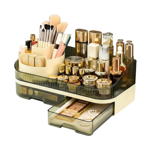 Tidyladyo makeup organizer with dual drawers for lipsticks, easy access.