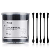 Tifanso black cotton swabs 200-pack ready for everyday cleaning and beauty tasks.