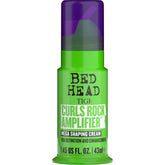 TIGI Bed Head Curls Rock Amplifier bottle illustrates defined, humidity-controlled curls.
